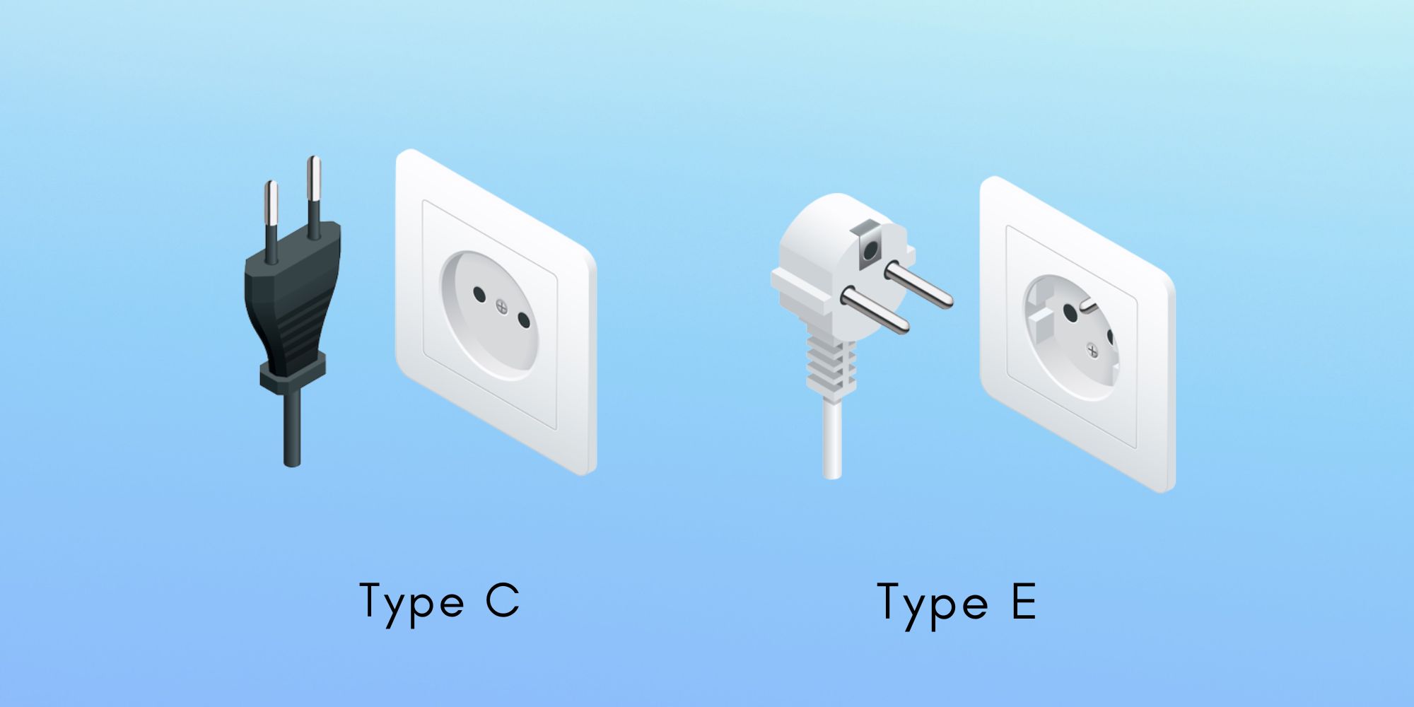 Type C and Type E power plugs used in Comoros